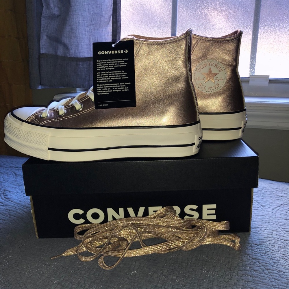Converse Rose Gold Platform High Tops Women’s US 7